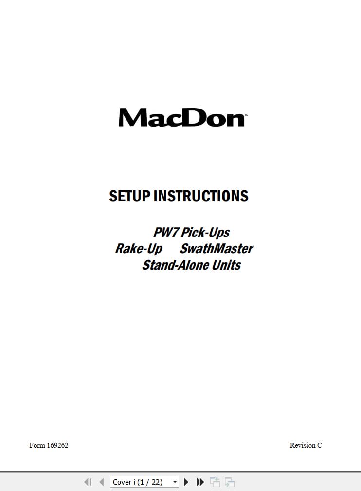 Macdon Pick Up Header PW7 Setup Instructions 169262 Revision C (1)