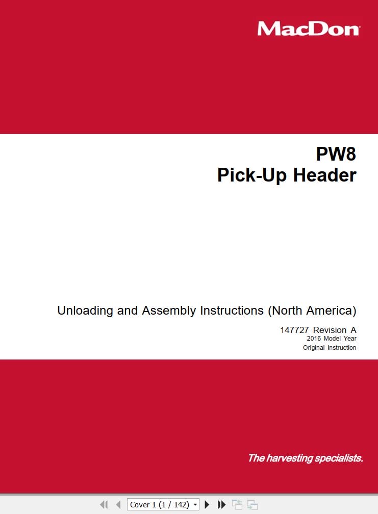Macdon Pick Up Header PW8 Unloading and Assembly Instructions (1)