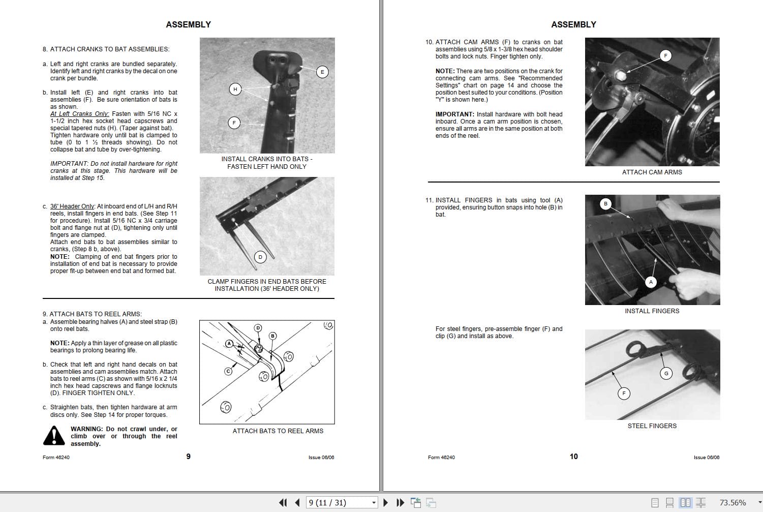 Macdon Pick Up Reel 2000 B Operators Manual 46540 (2)