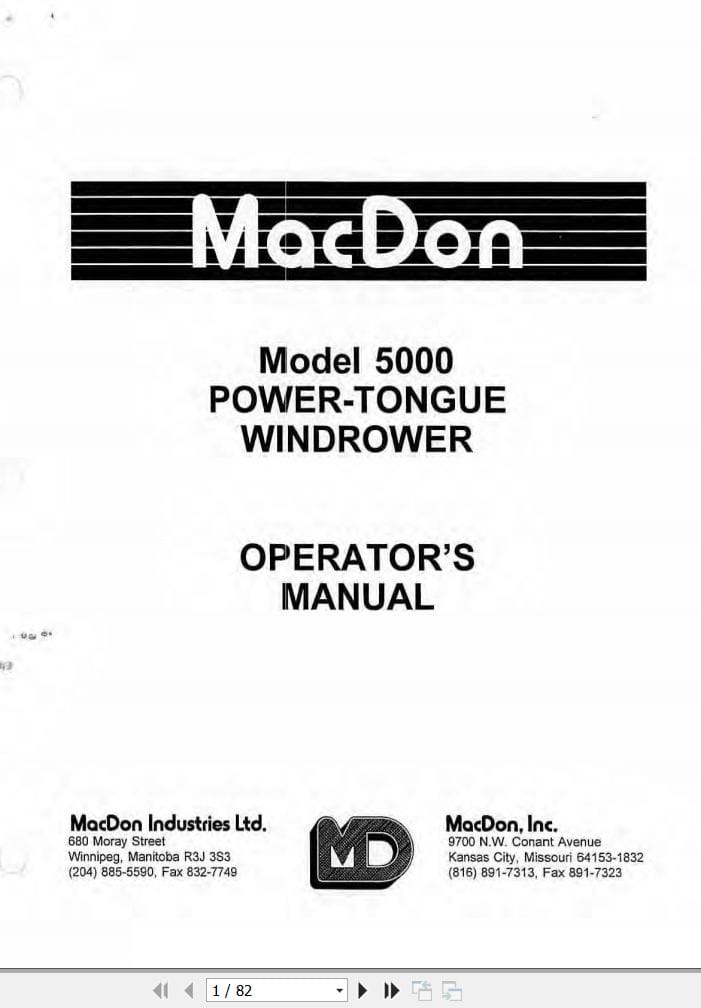 Macdon Power Tongue Windrower 5000 Operators Manual 12984 (1)