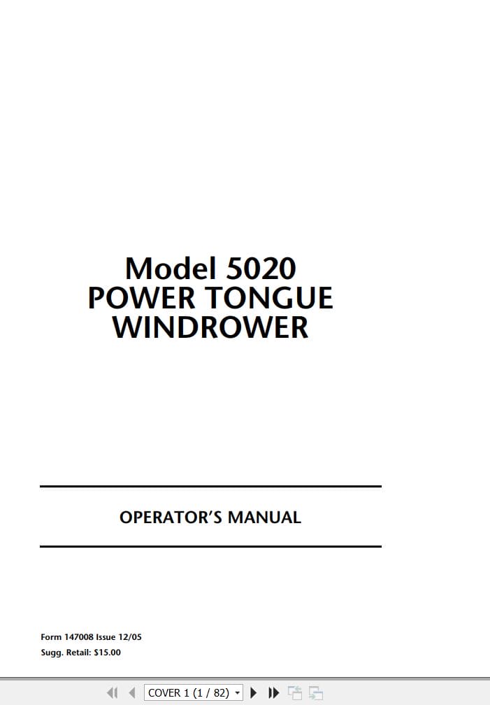 Macdon Power Tongue Windrower 5020 Operators Manual 147008 (1)