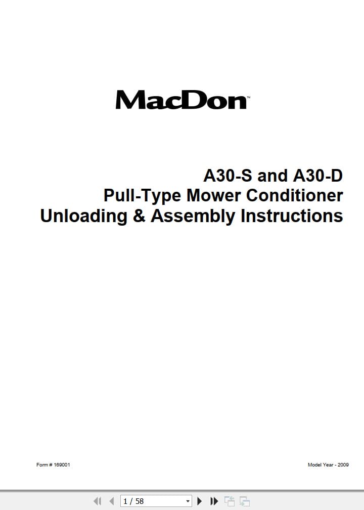 Macdon Pull Type Mower Conditioner A30 S A30 D Unloading & Assembly Instructions (1)