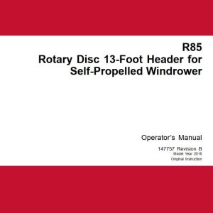 Macdon Rotary Disc 13 Foot Header R85 Operators Manual (1)
