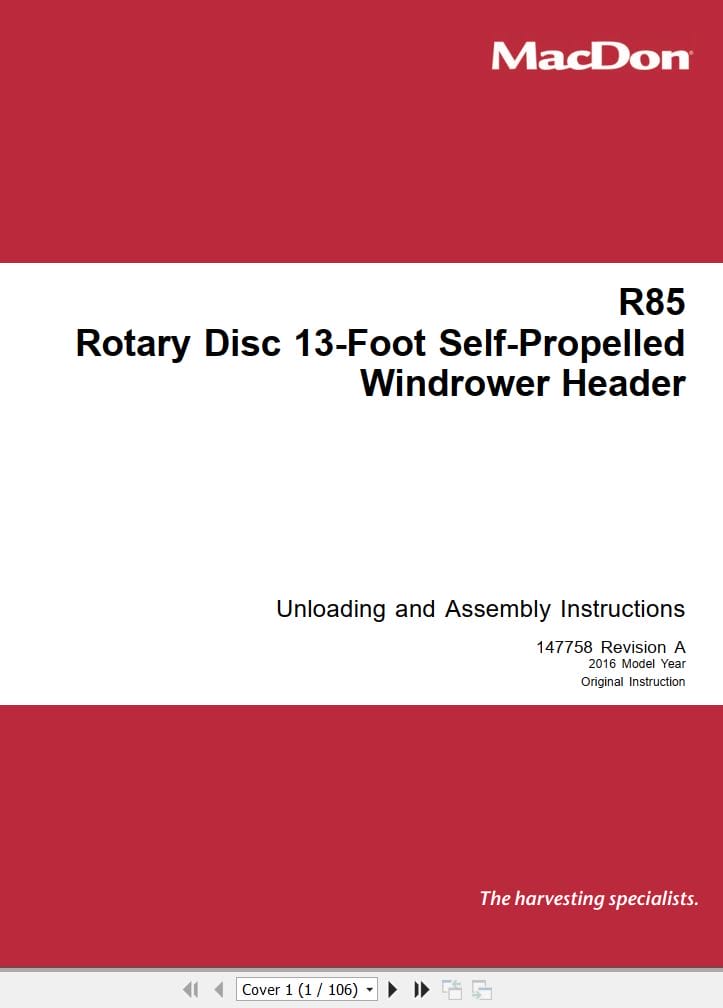Macdon Rotary Disc 13 Foot R85 Unloading & Assembly Instructions (1)