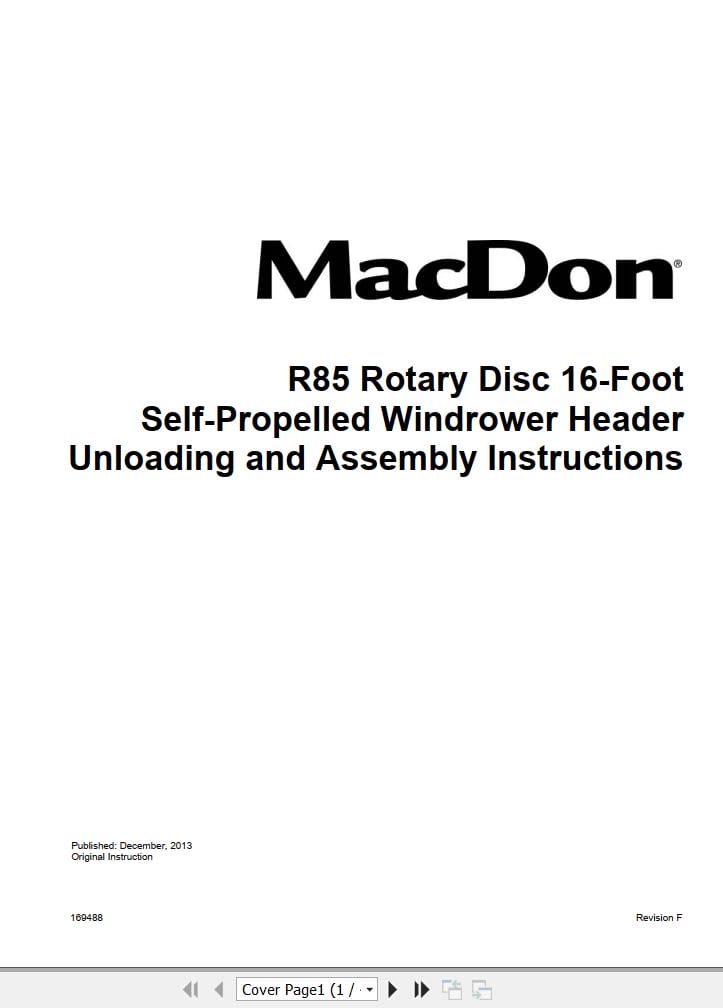 Macdon Rotary Disc 16 Foot R85 Unloading & Assembly Instructions (1)
