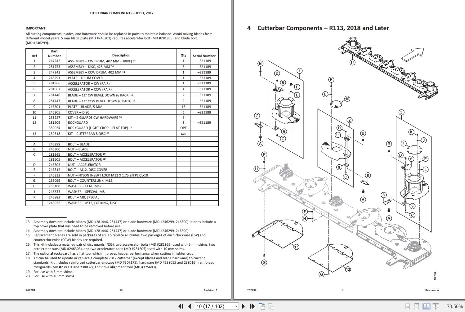 Macdon Rotary Disc Header R113 R116 Parts Catalog 262298 Revision A (2)