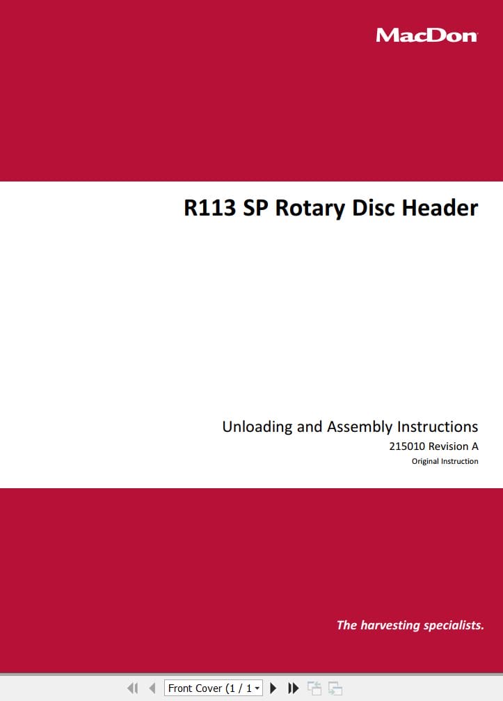 Macdon Rotary Disc Header R113 Unloading & Assembly Instructions (1)