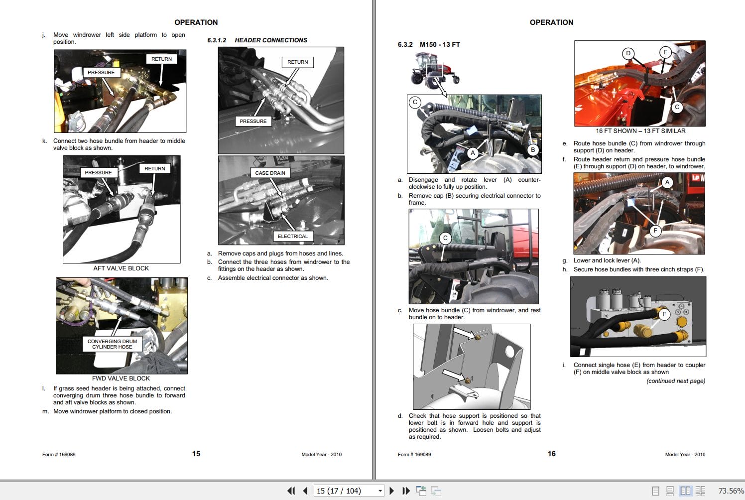 Macdon Rotary Disc Self Propelled Windrower Header R80 Operators Manual 169089 (2)