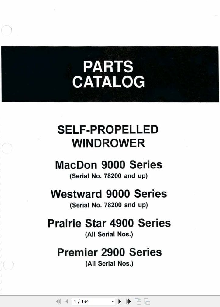 Macdon Self Propelled Windrower 9000 Series Parts Catalog 46062 (1)