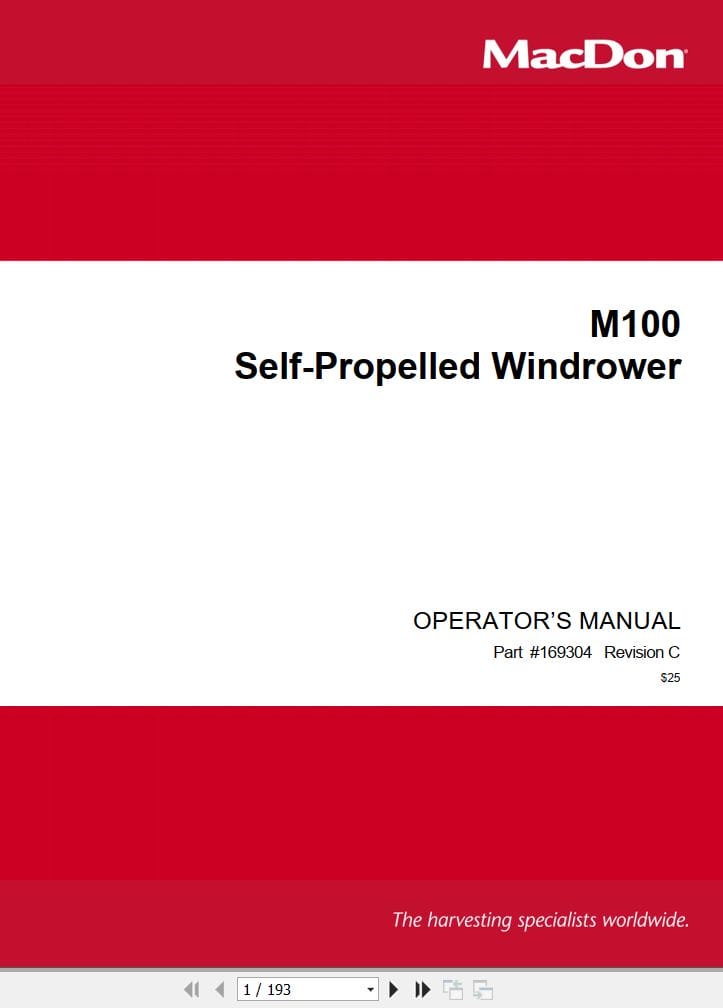 Macdon Self Propelled Windrower M100 Operators Manual (1)