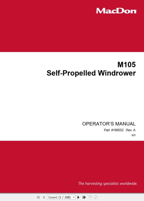 Macdon Self Propelled Windrower M105 Operators Manual (1)