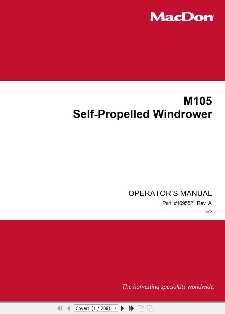 Macdon Self Propelled Windrower M105 Operators Manual (1)