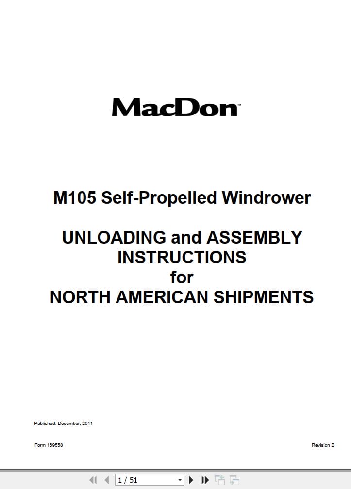 Macdon Self Propelled Windrower M105 Unloading & Assembly Instructions (1)