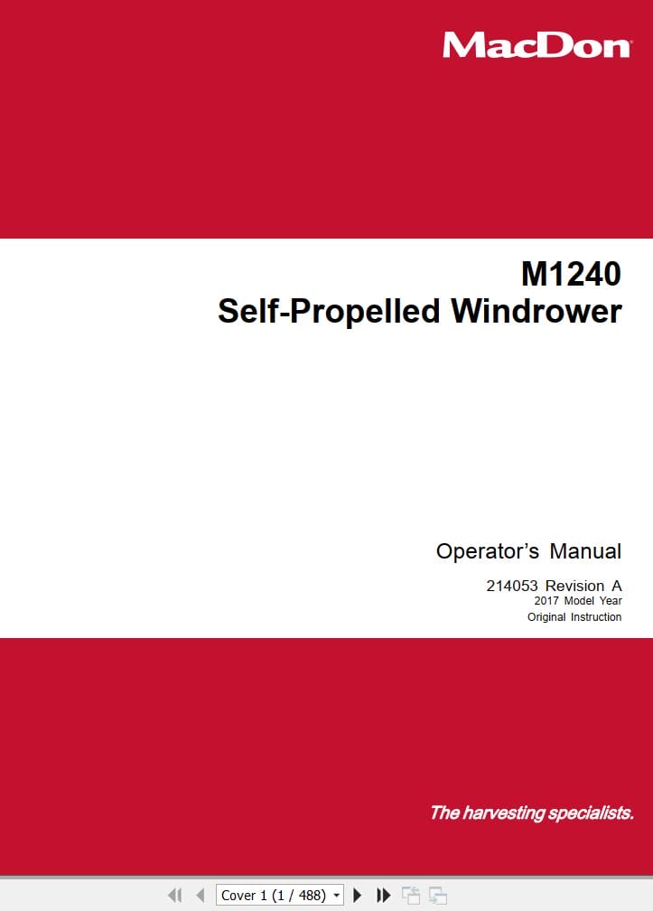 Macdon Self Propelled Windrower M1240 Operators Manual (1)