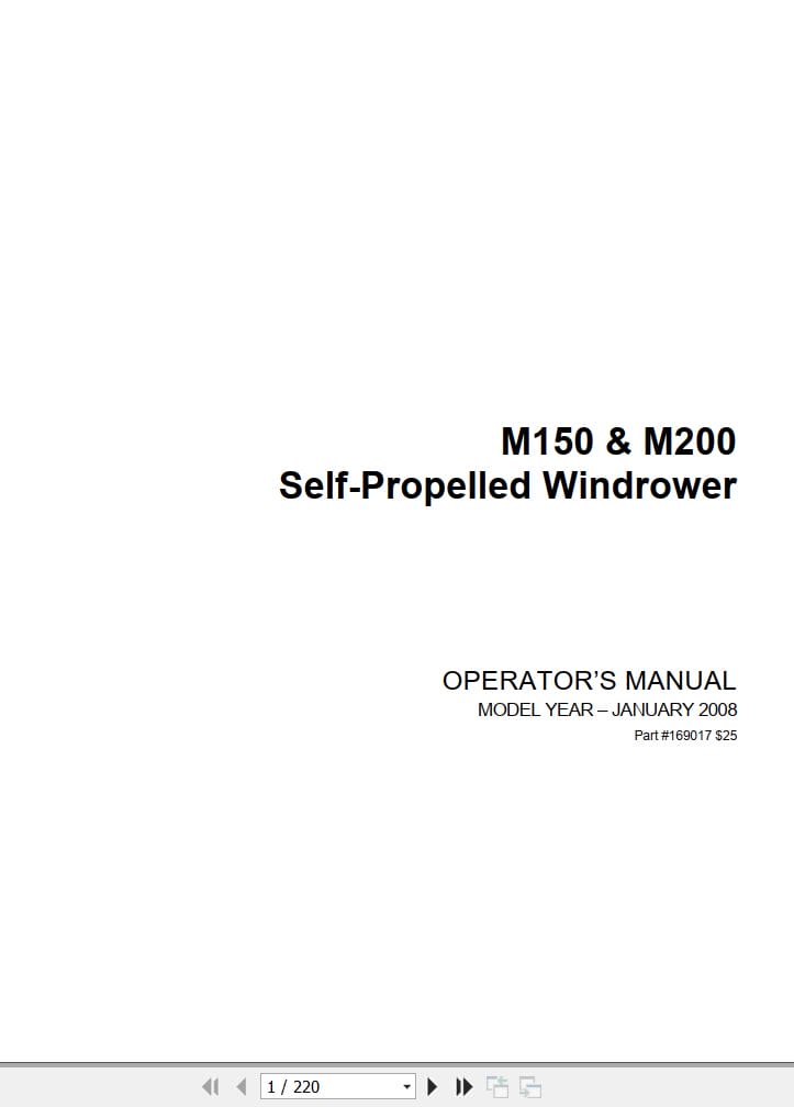 Macdon Self Propelled Windrower M150 M200 Operators Manual (1)