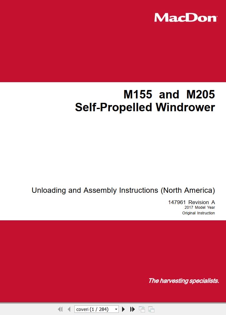 Macdon Self Propelled Windrower M155 M205 Unloading & Assembly Instructions (1)