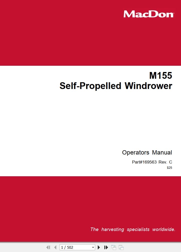 Macdon Self Propelled Windrower M155 Operators Manual (1)