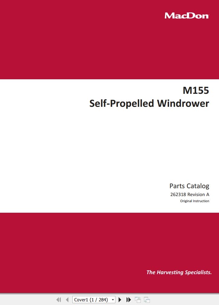 Macdon Self Propelled Windrower M155 Parts Catalog 262318 Revision A (1)