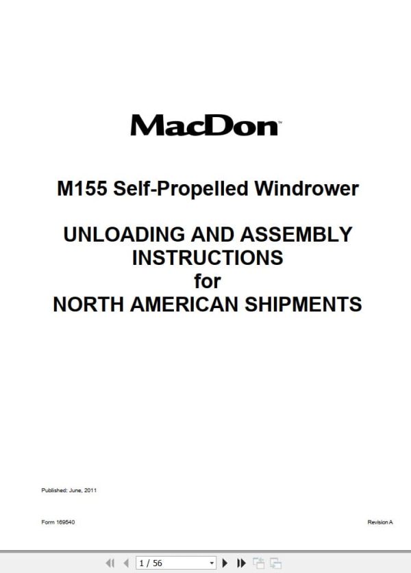 Macdon Self Propelled Windrower M155 Unloading & Assembly Instructions (1) Macdon Self Propelled Windrower M155 Unloading & Assembly Instructions (1)