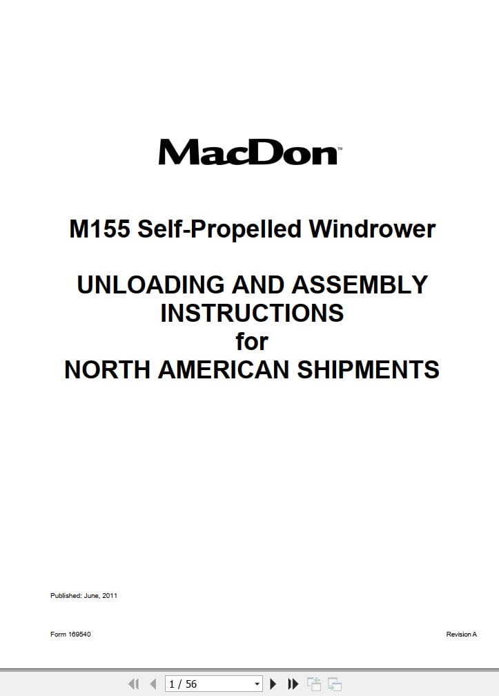 Macdon Self Propelled Windrower M155 Unloading & Assembly Instructions (1)