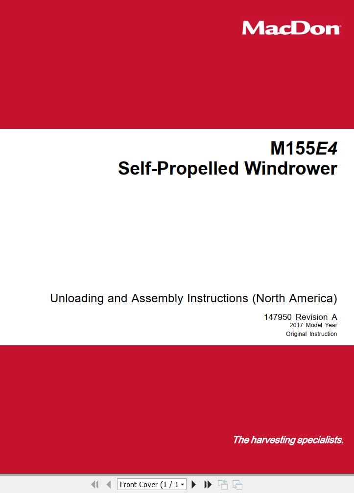 Macdon Self Propelled Windrower M155E4 Unloading & Assembly Instructions (1)