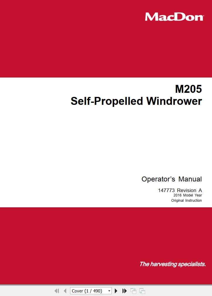Macdon Self Propelled Windrower M205 Operators Manual (1)