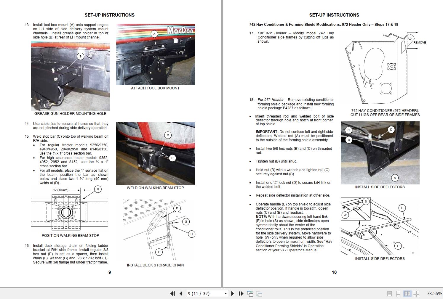 Macdon Side Delivery System For 912 922 972 Operators Parts Manual 147014 (2)