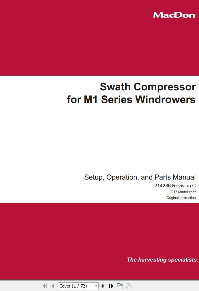 Macdon Swath Compressor for M1 Series Setup Operation and Parts Manual (1)