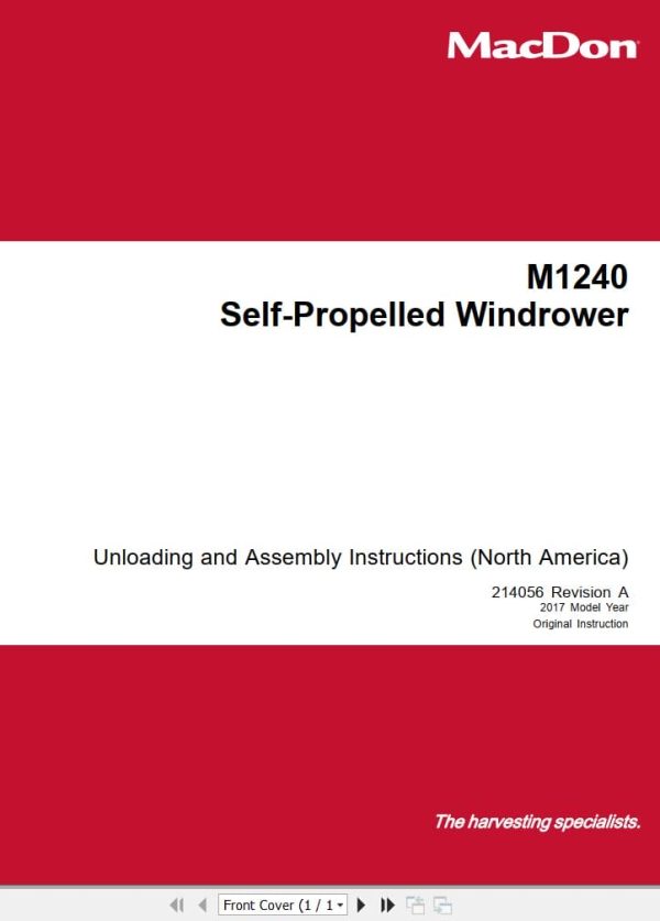 Macdon Windrower M1240 Unloading & Assembly Instructions 214056 Revision A (1)