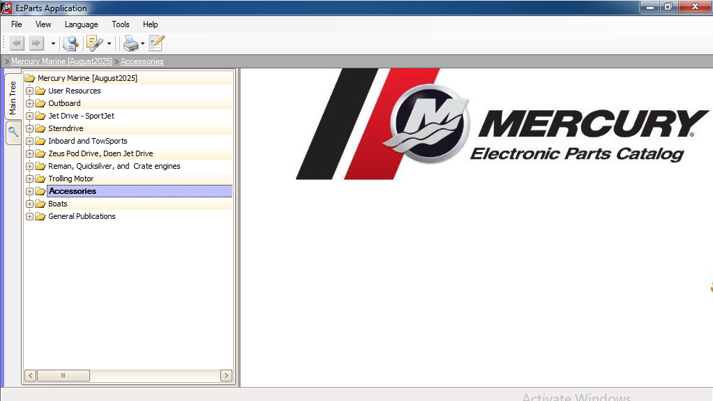 Mercury Marine EU 08.2025 NA 11.2022 Electronic Parts Catalog VMware 1