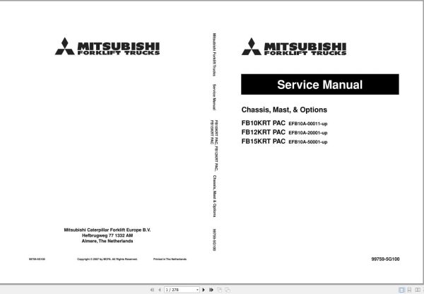 Mitsubishi Forklift FB10 15KRT PAC Service Operation Manual (1)