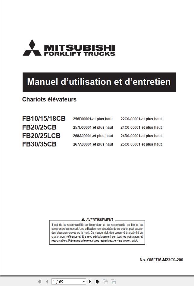 Mitsubishi Forklift FB10 FB35CB Operation and Service Manual 08.2023 (2)