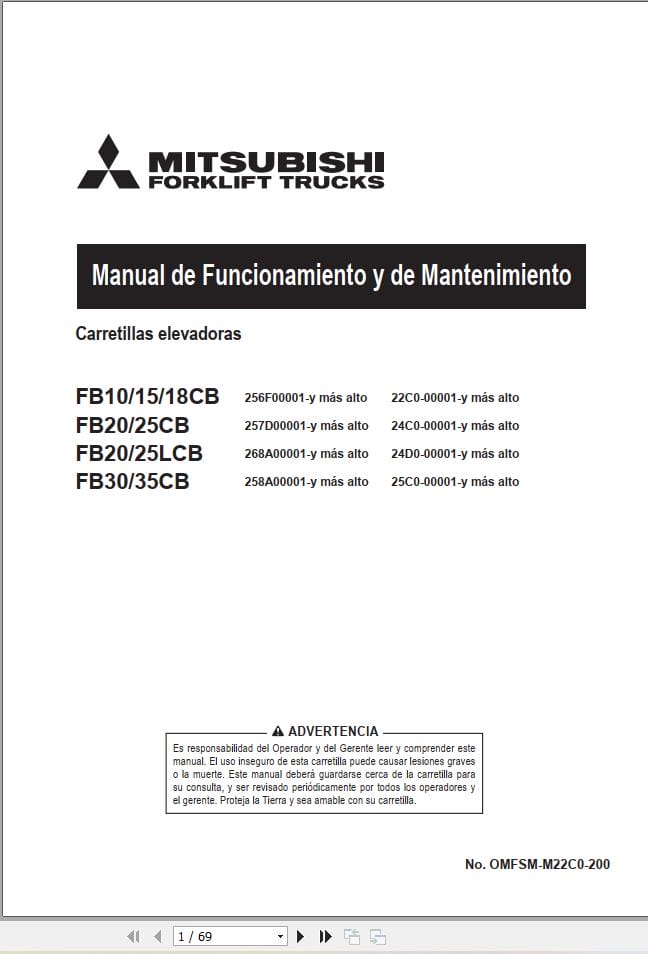 Mitsubishi Forklift FB10CB to FB35CB Service Operation Manual (2)
