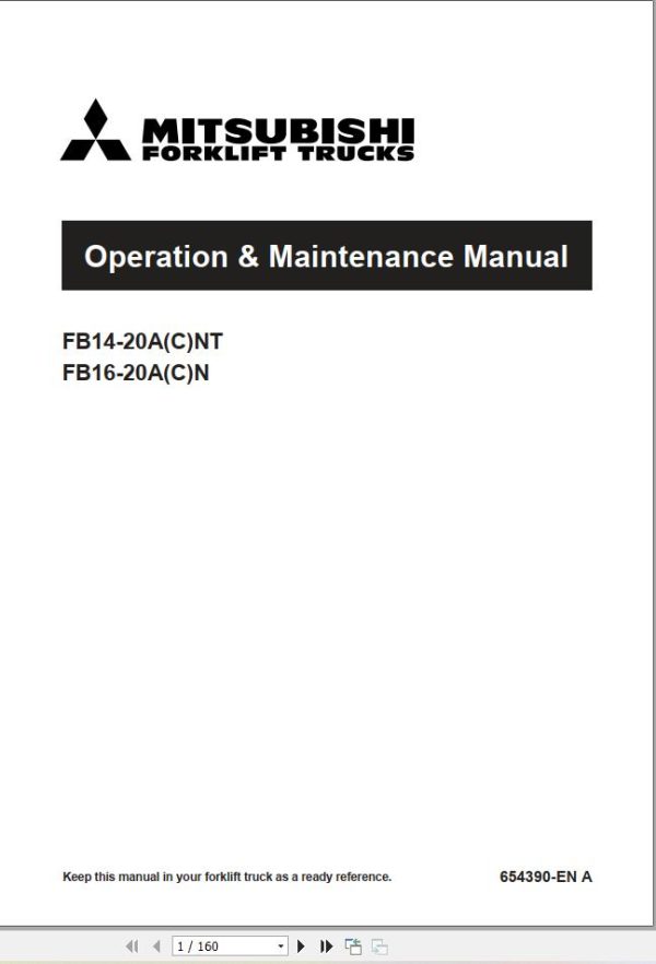 Mitsubishi Forklift FB14 20A(C)NT FB16 20A(C)N Service Operation Manual 08.2023 (1)
