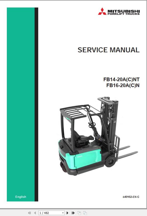 Mitsubishi Forklift FB14 20A(C)NT FB16 20A(C)N Service Operation Manual 08.2023 (2)