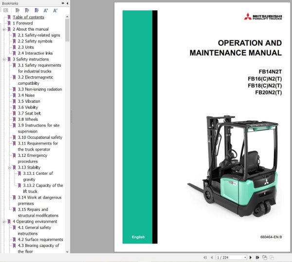 Mitsubishi Forklift FB14N2T FB20N2(T) Service and Operation Manual 04.2024 (3)