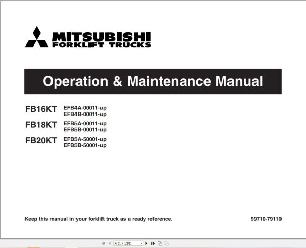 Mitsubishi Forklift FB16KT FB20KT Service Operation Manual 08.2023 (3)