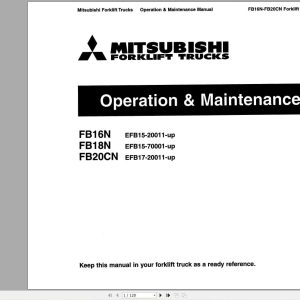Mitsubishi Forklift FB16N FB18N FB20CN Operation Maintenance Manual 99750 56100 (1)