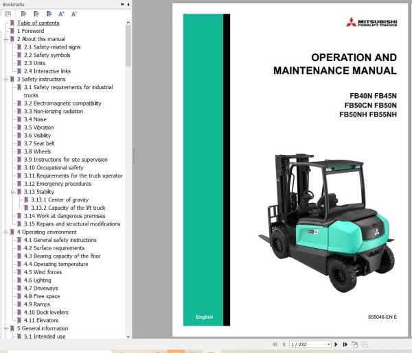 Mitsubishi Forklift FB40N FB45N FB50CN FB50N FB50NH FB55NH Service Operation Manual (1)