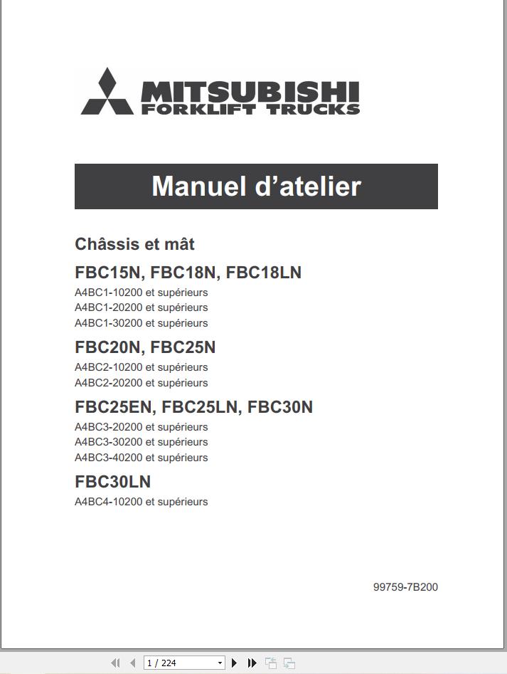 Mitsubishi Forklift FBC15N Service Operation Manual 02.2024 (2)