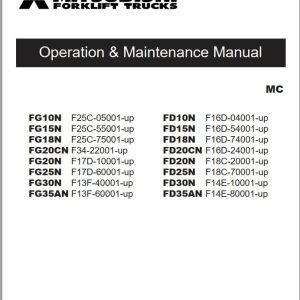 Mitsubishi Forklift FD10 35N  FD20 35NM  FG10 35N  FGE10 35N  FG15 35NM Service Operation Manual (1)