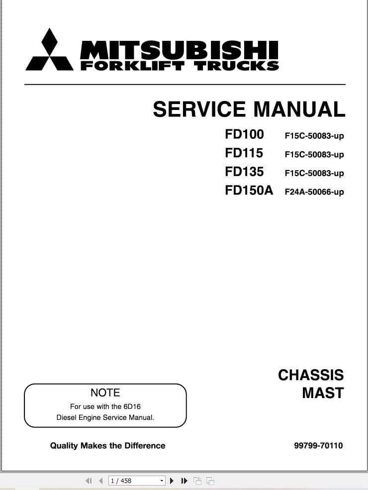 Mitsubishi Forklift FD100 FD115 FD135 FD150A Service Operation Manual (2)