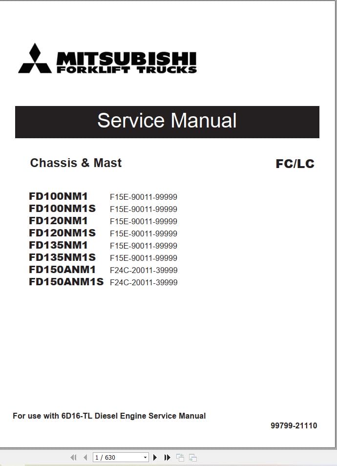 Mitsubishi Forklift FD100NM1 FD120NM1 FD135NM1 FD150ANM1 Service Operation Manual (2)