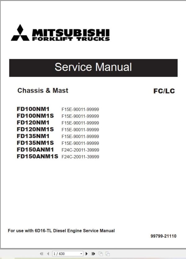Mitsubishi Forklift FD100NM1S to FD150ANM1S Service Operation Manual (2)