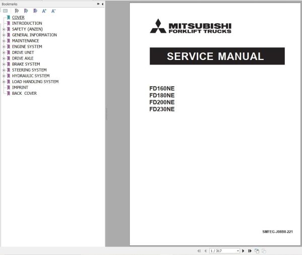 Mitsubishi Forklift FD160NE FD180NE FD200NE FD230NE Service Operation Manual (1)