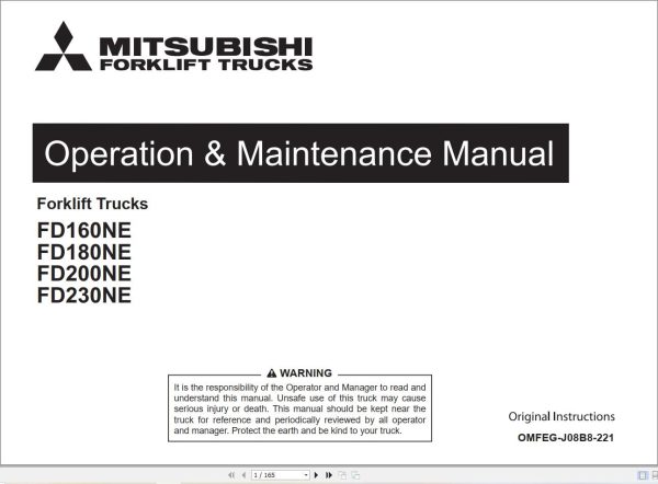 Mitsubishi Forklift FD160NE FD180NE FD200NE FD230NE Service Operation Manual (2)