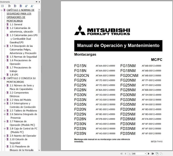 Mitsubishi Forklift FD20NM FD35AN Service Operation Manual 04.2024 (3)