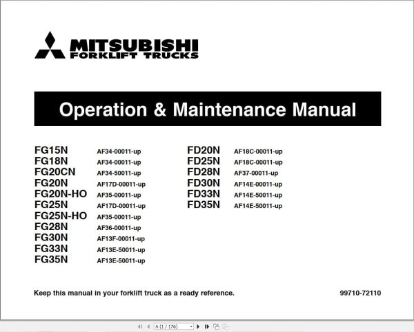 Mitsubishi Forklift FD30N Service Operation Manual 10.2023 (3)