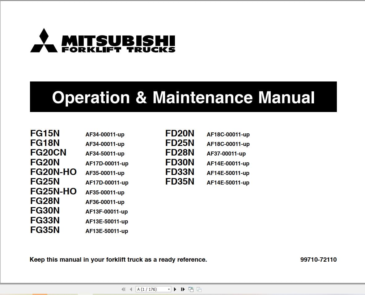 Mitsubishi Forklift FD33N Service Operation Manual 10.2023 (2)
