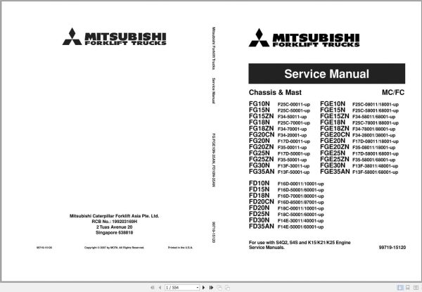 Mitsubishi Forklift FD35AN Service Operation Manual (1)